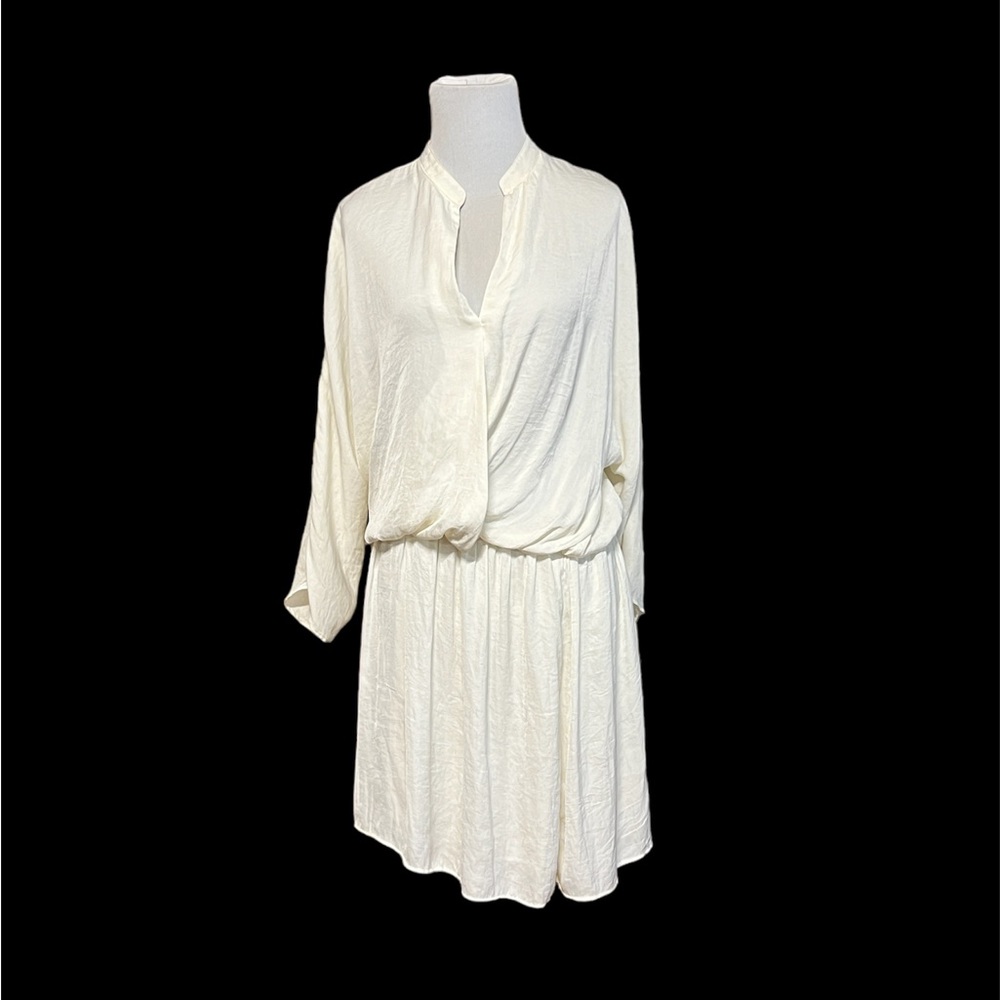 Zara Mini Dress Ivory Cream Retro 70’s Cover Up Party Loose Wrap Front